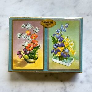Sealed Double Deck Congress Playing Cards Cel-u-tone Spring Florals Flowers